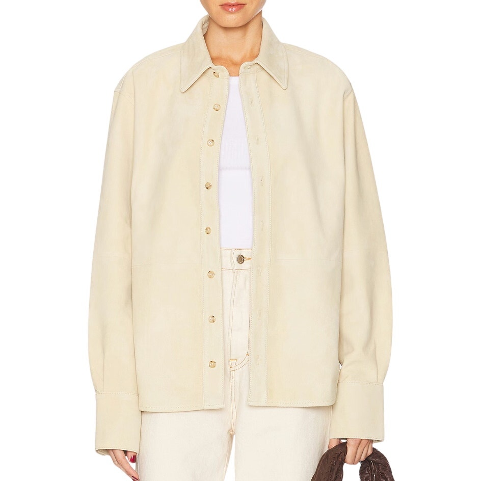 Grlfrnd Mae Suede Shirt In Butter Yellow, Size M